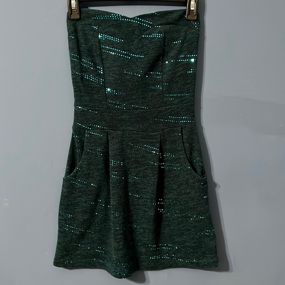 Teal party holiday dress, sparkly & has pockets!